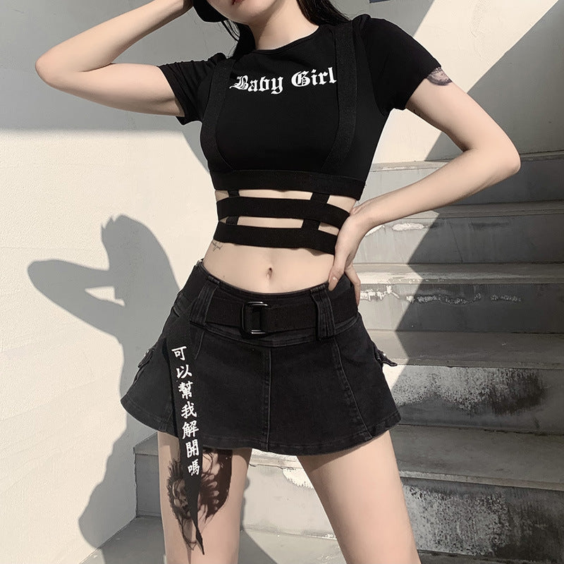 Baby Girl Goth Raver Crop Top
