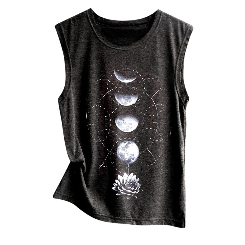 Women Moon Sleeveless T