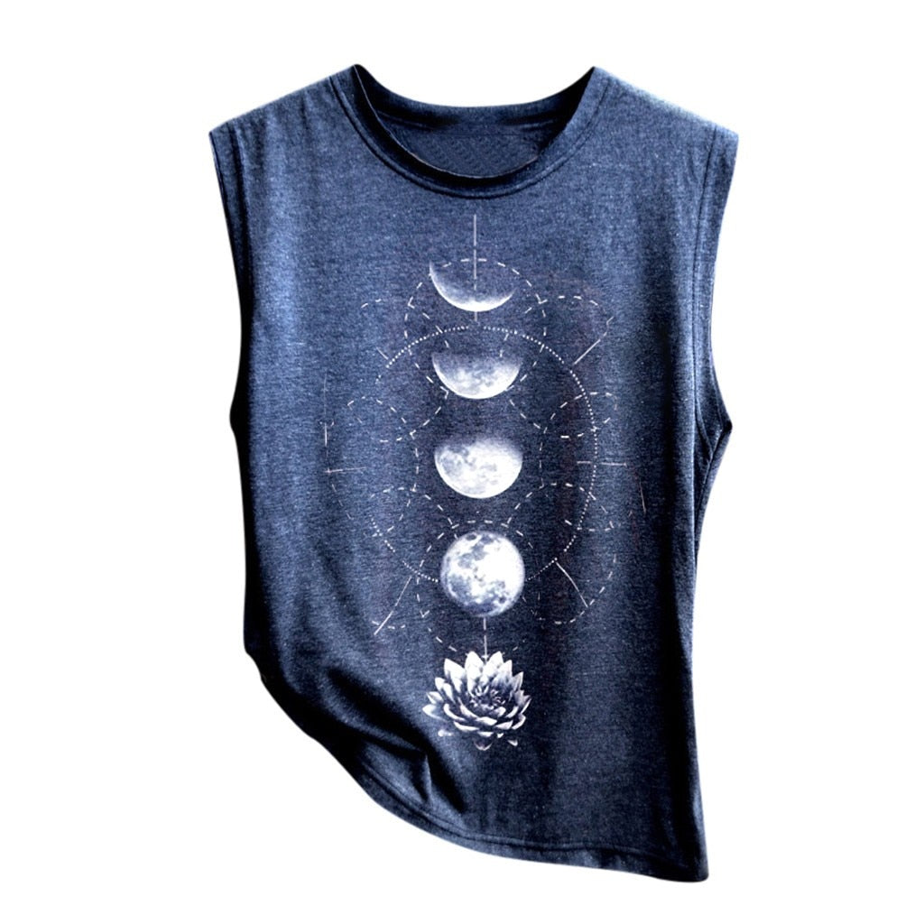 Women Moon Sleeveless T