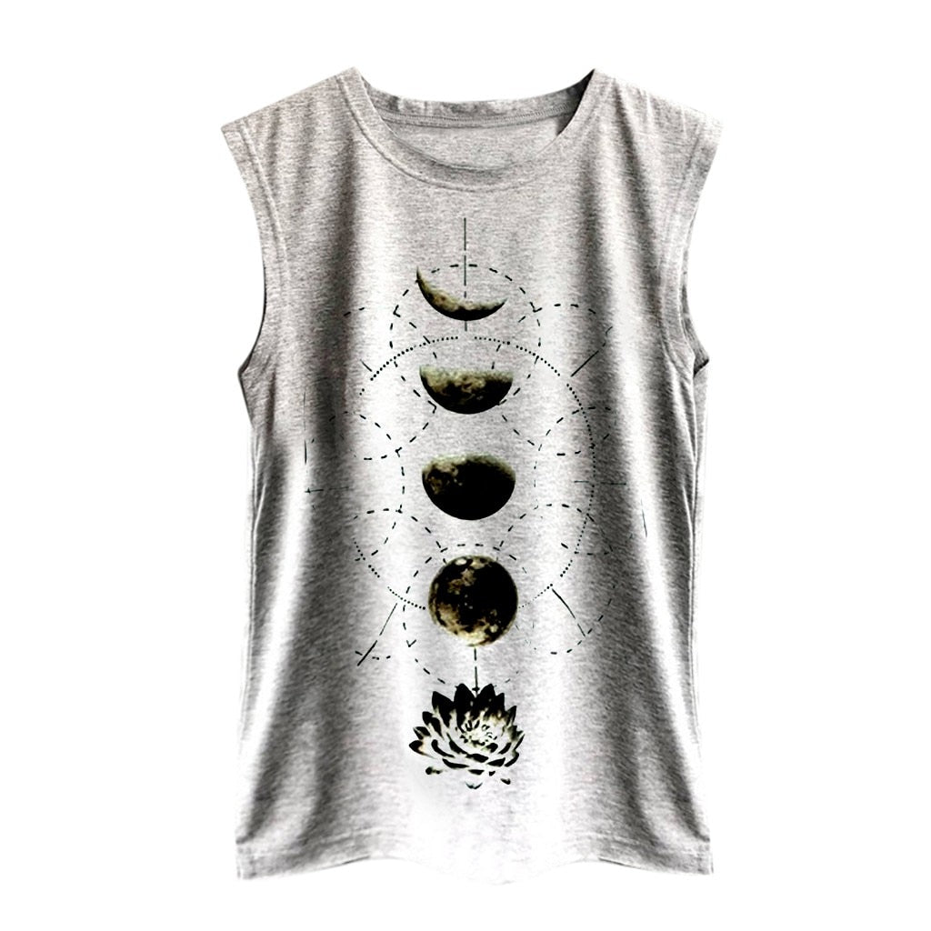 Women Moon Sleeveless T