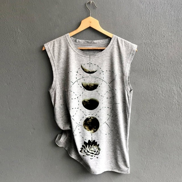 Women Moon Sleeveless T