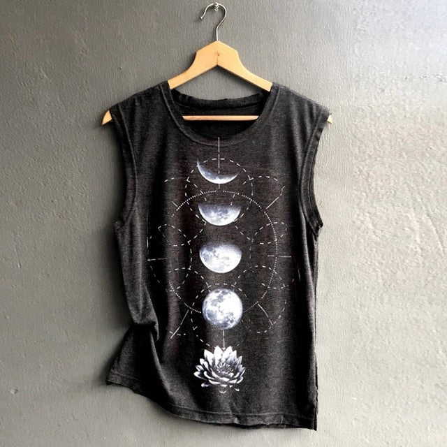 Women Moon Sleeveless T