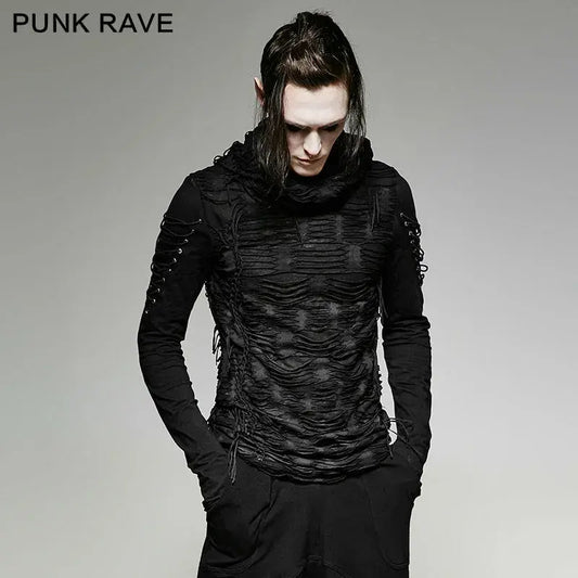 Black Long Sleeve Mens Gothic Trash Hoodie