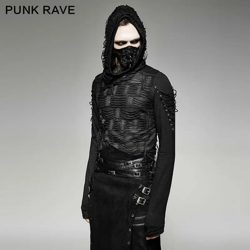 Black Long Sleeve Mens Gothic Trash Hoodie