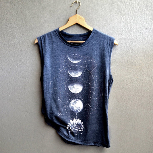 Women Moon Sleeveless T