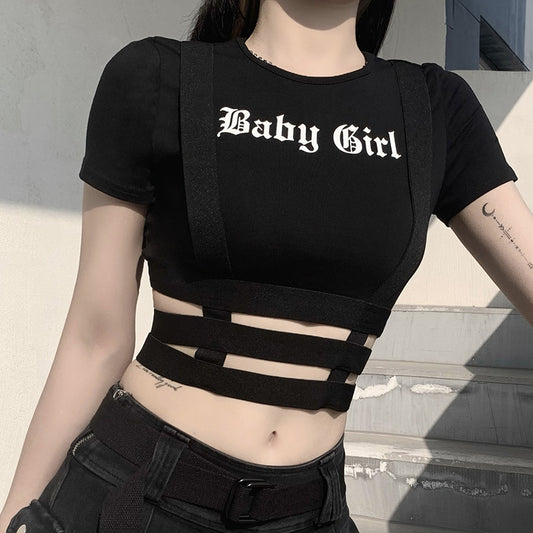 Baby Girl Goth Raver Crop Top